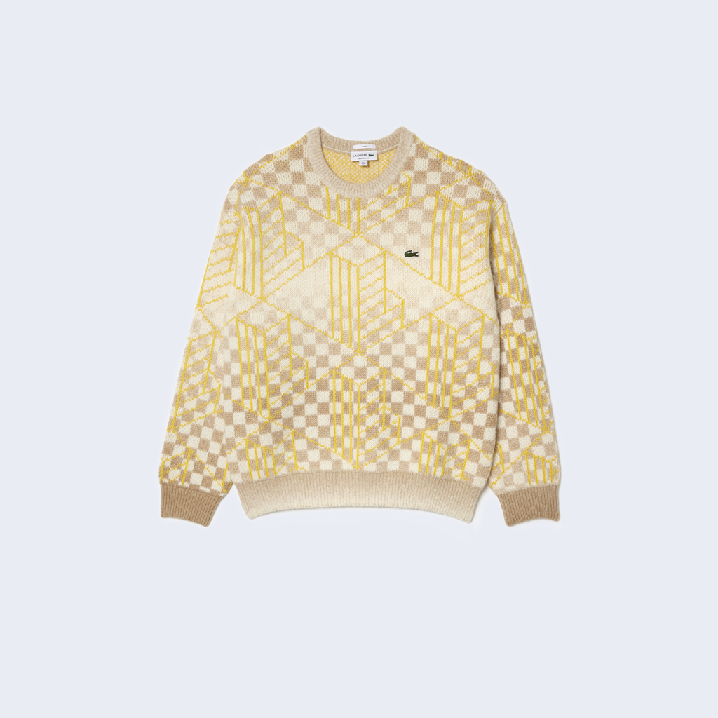Pull Jacquard Monogramme Marron/Jaune