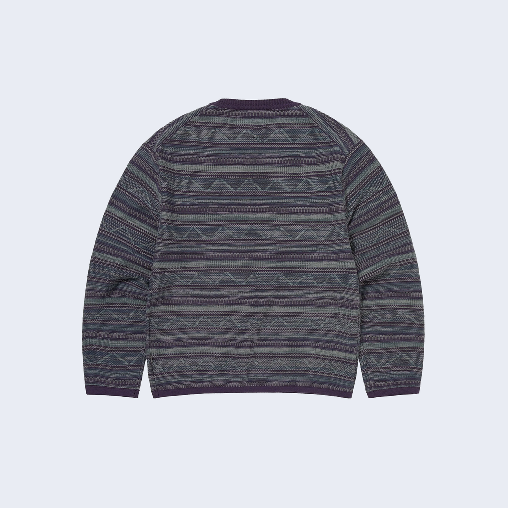 Pattern Knit Crew Dark Purple
