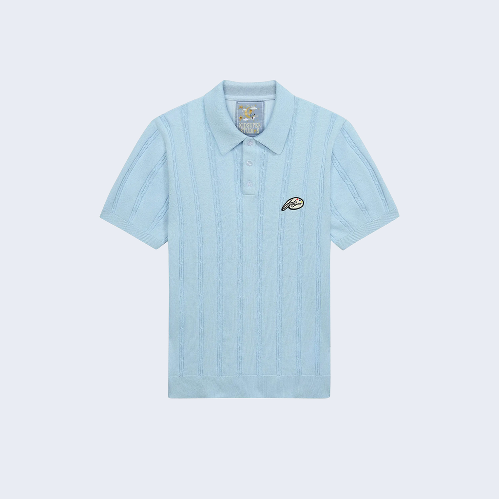 Painters Logo Knit Polo Light Blue