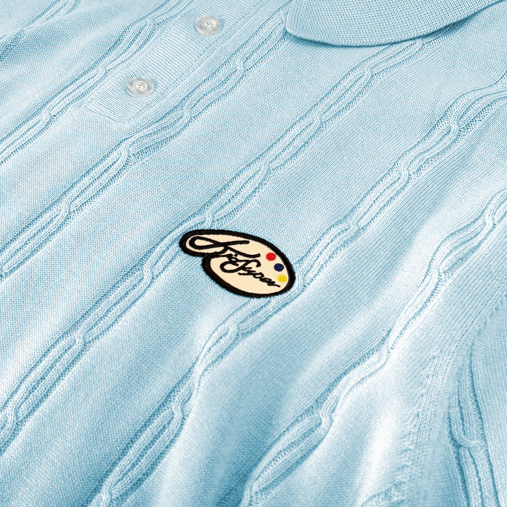 Painters Logo Knit Polo Light Blue