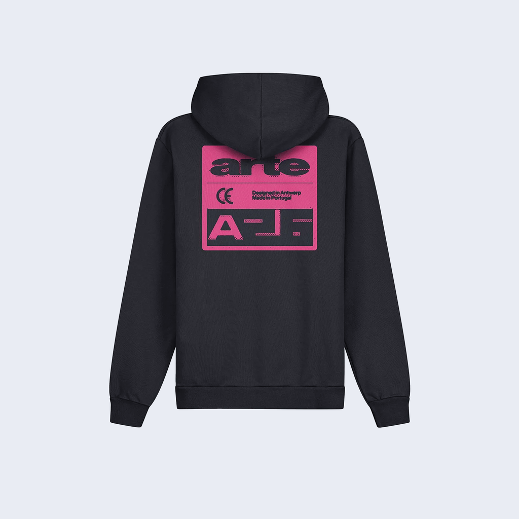 Pink Serial Hoodie Black