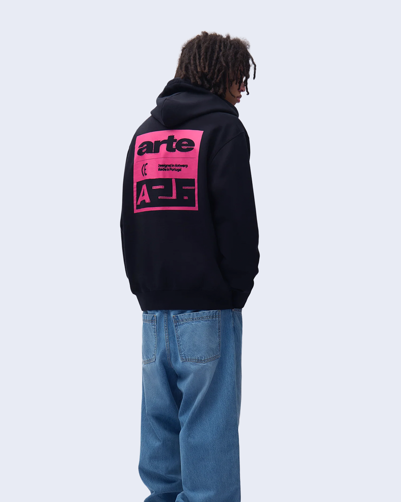 Pink Serial Hoodie Black