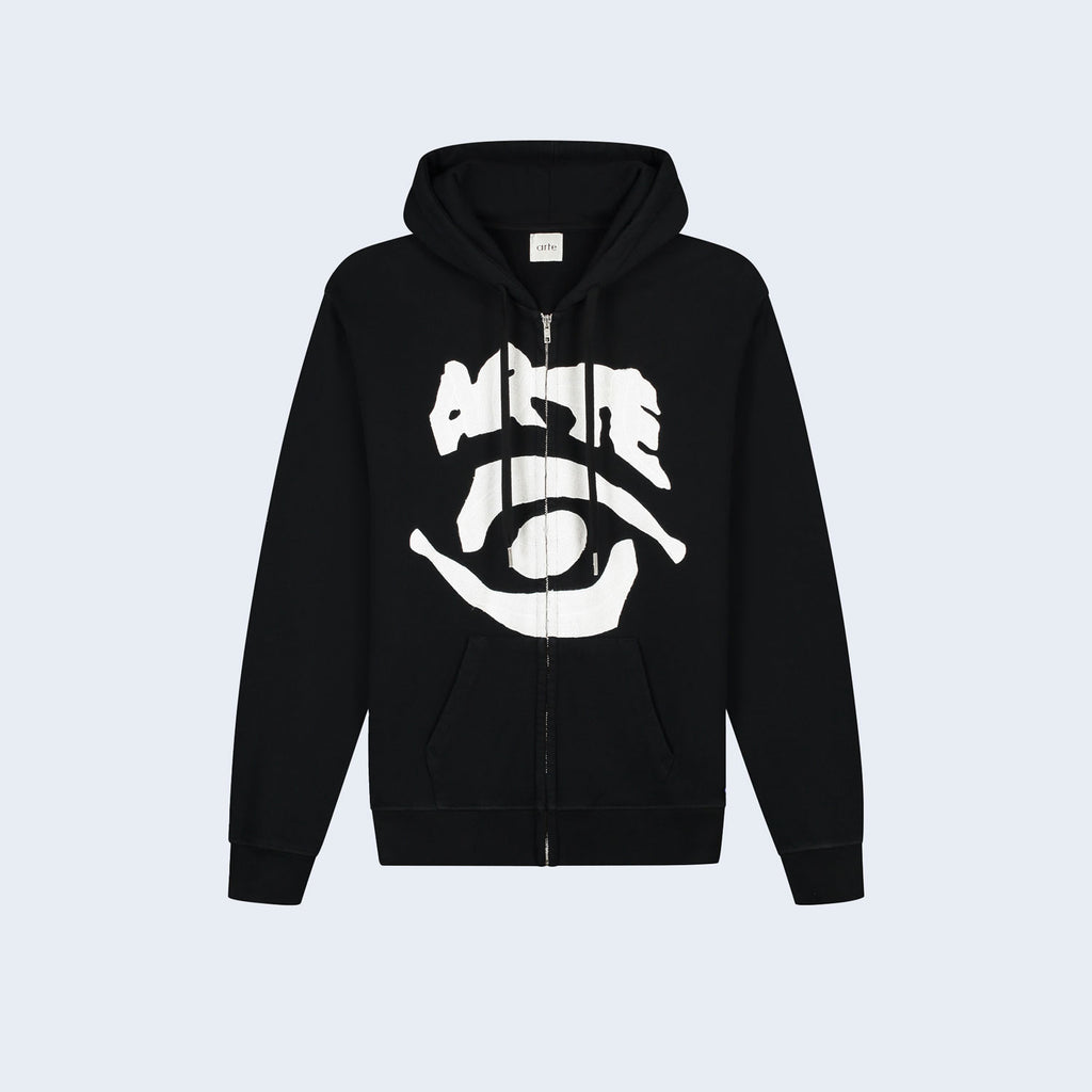 Eye Front Zip Hoodie Black