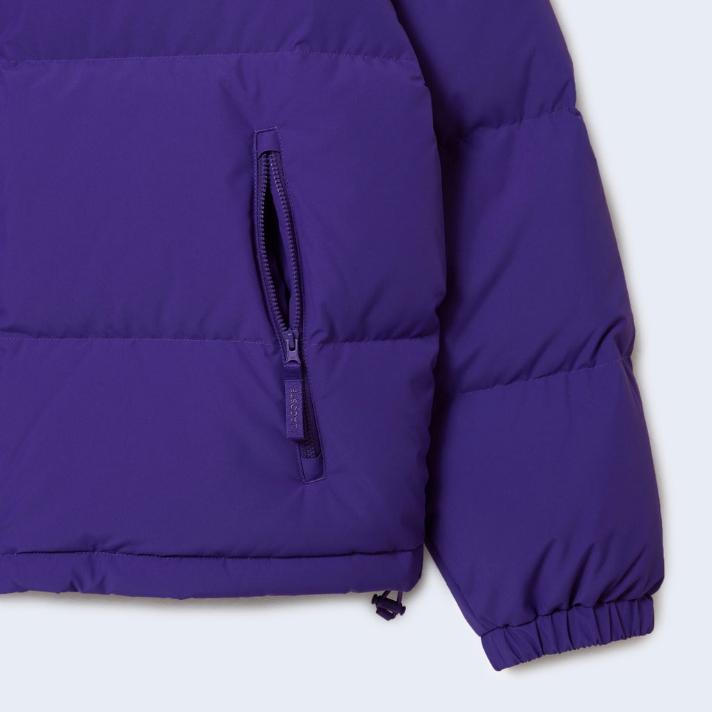 Embroidered Puffer Jacket Purple