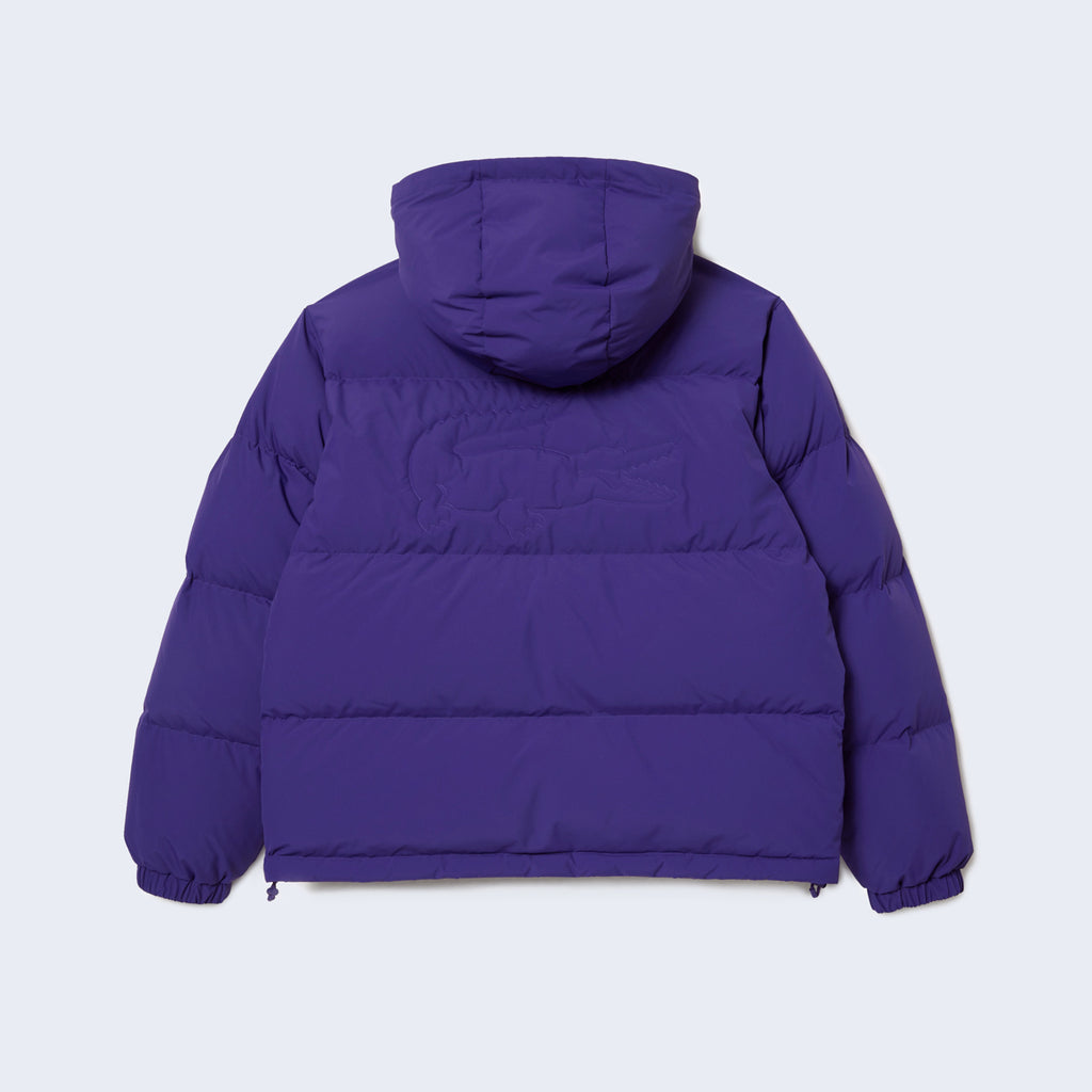 Embroidered Puffer Jacket Purple