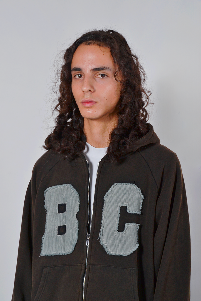 BC Zip-up Hoodie Washed Brown