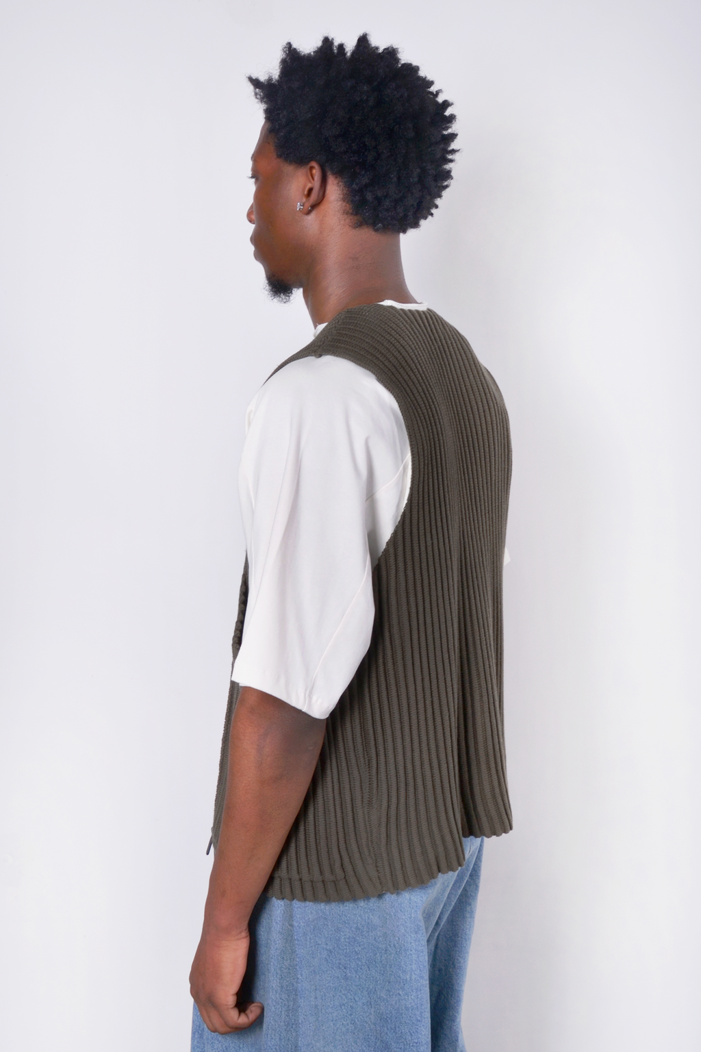Rib Knit Utility Vest Thyme