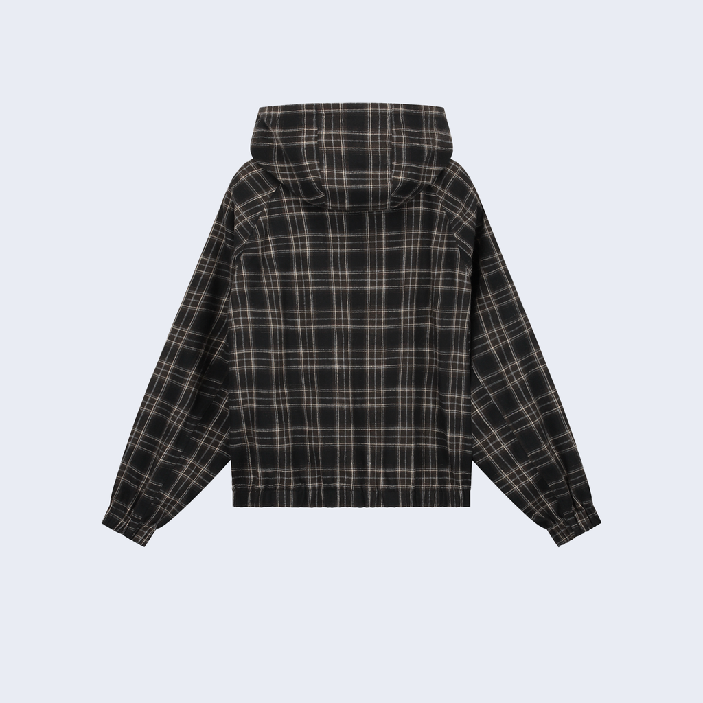 Reversible Plaid Hooded Jacket Black