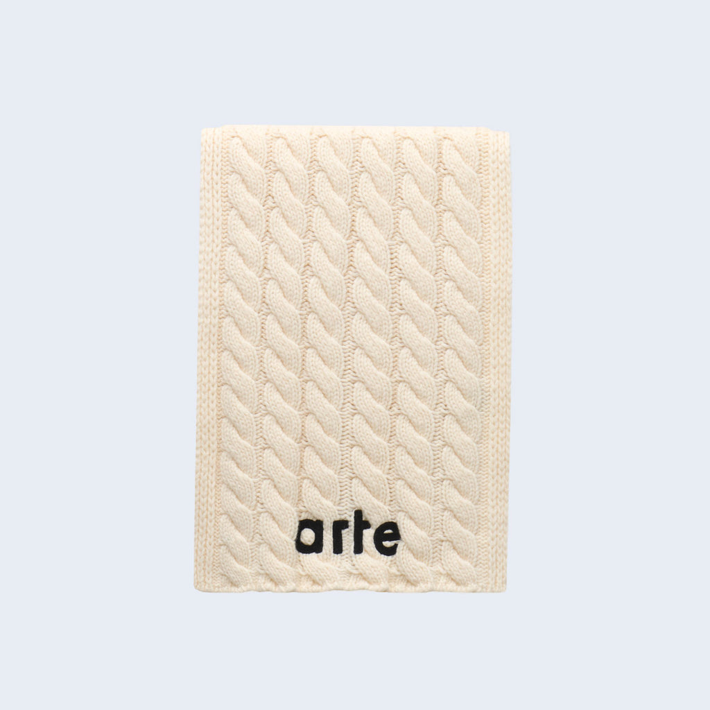 Textured Logo Scarf Cream