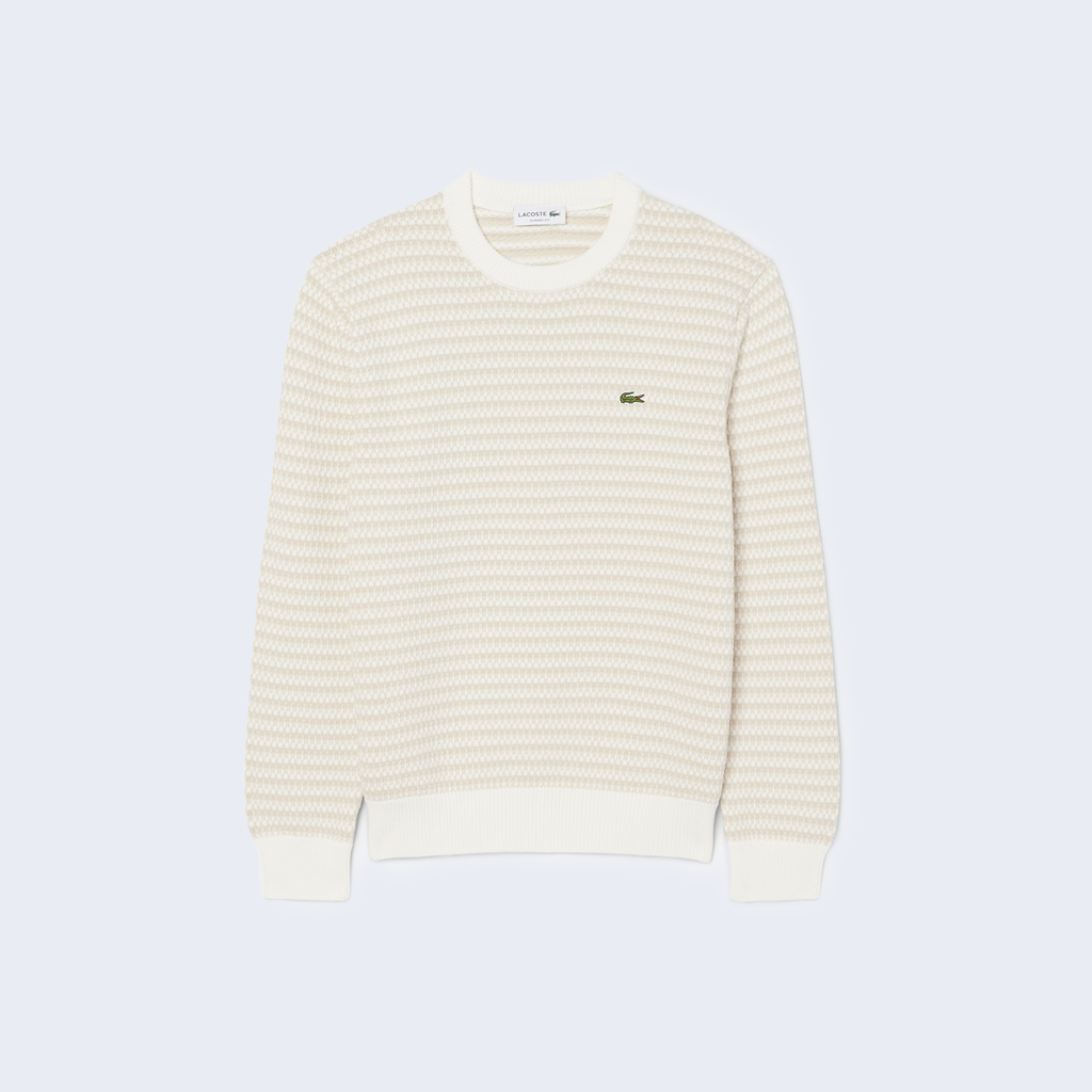 Striped Cotton Sweater Beige / Light Gray / White
