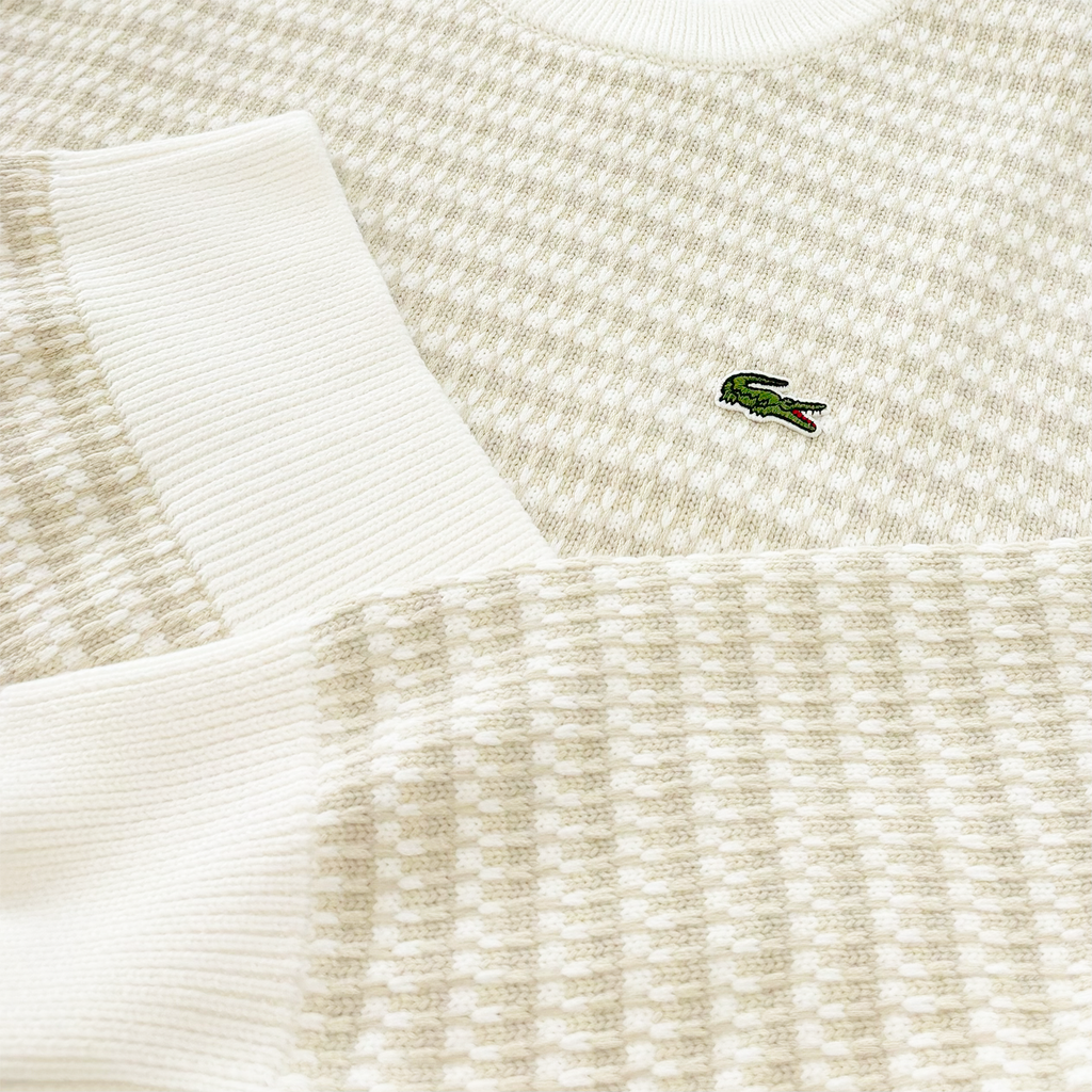 Striped Cotton Sweater Beige / Light Gray / White