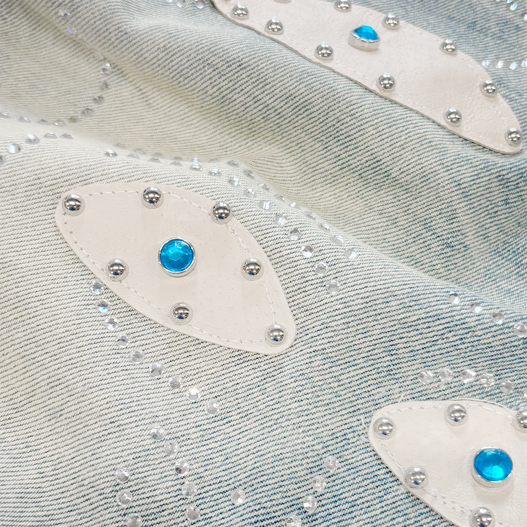 Studded Face Jeans Blue