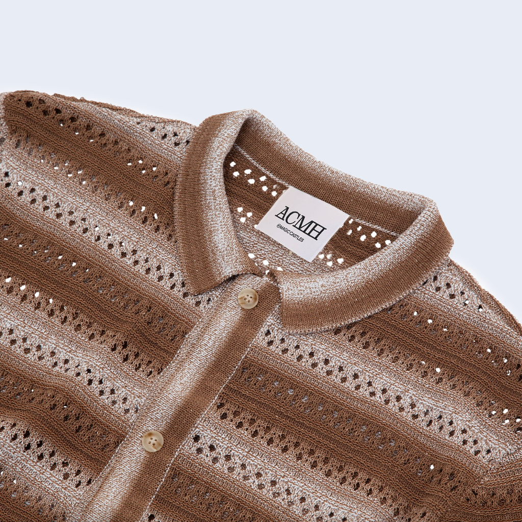 Crochet Knit Shirt Cacao Gradien