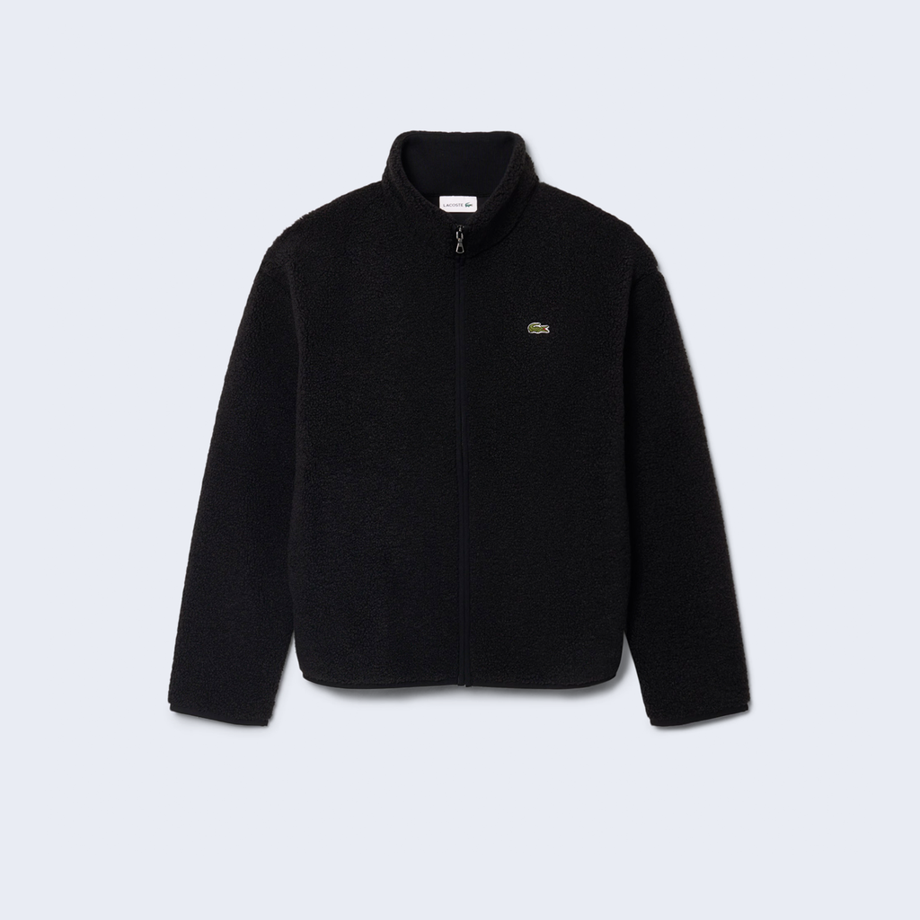 Sherpa Jacket With High Collar Black