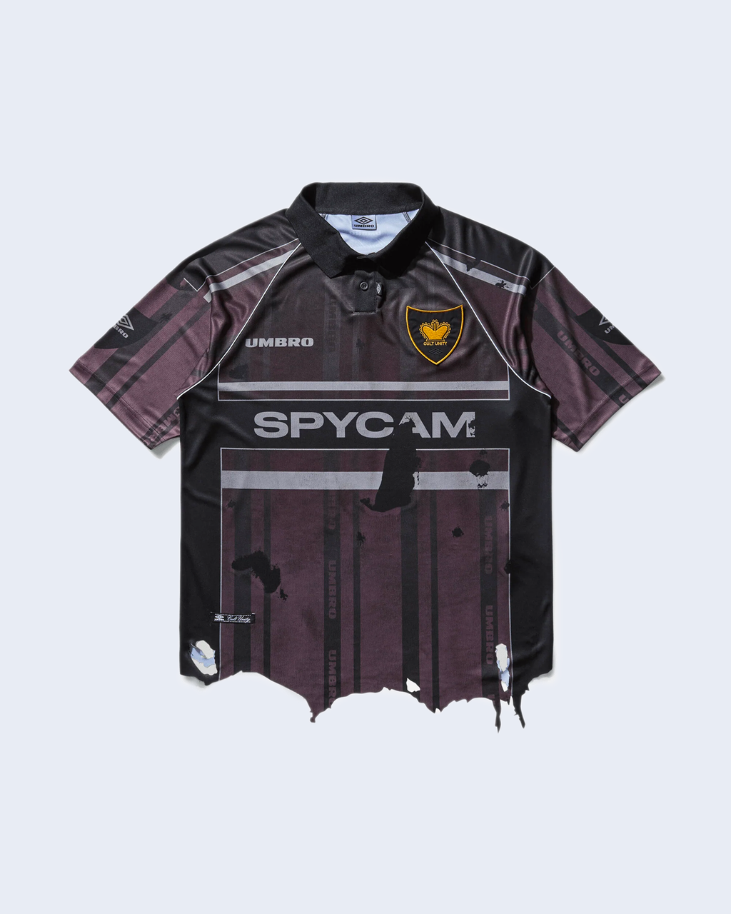 Distressed Spycam Polo Purple / Black