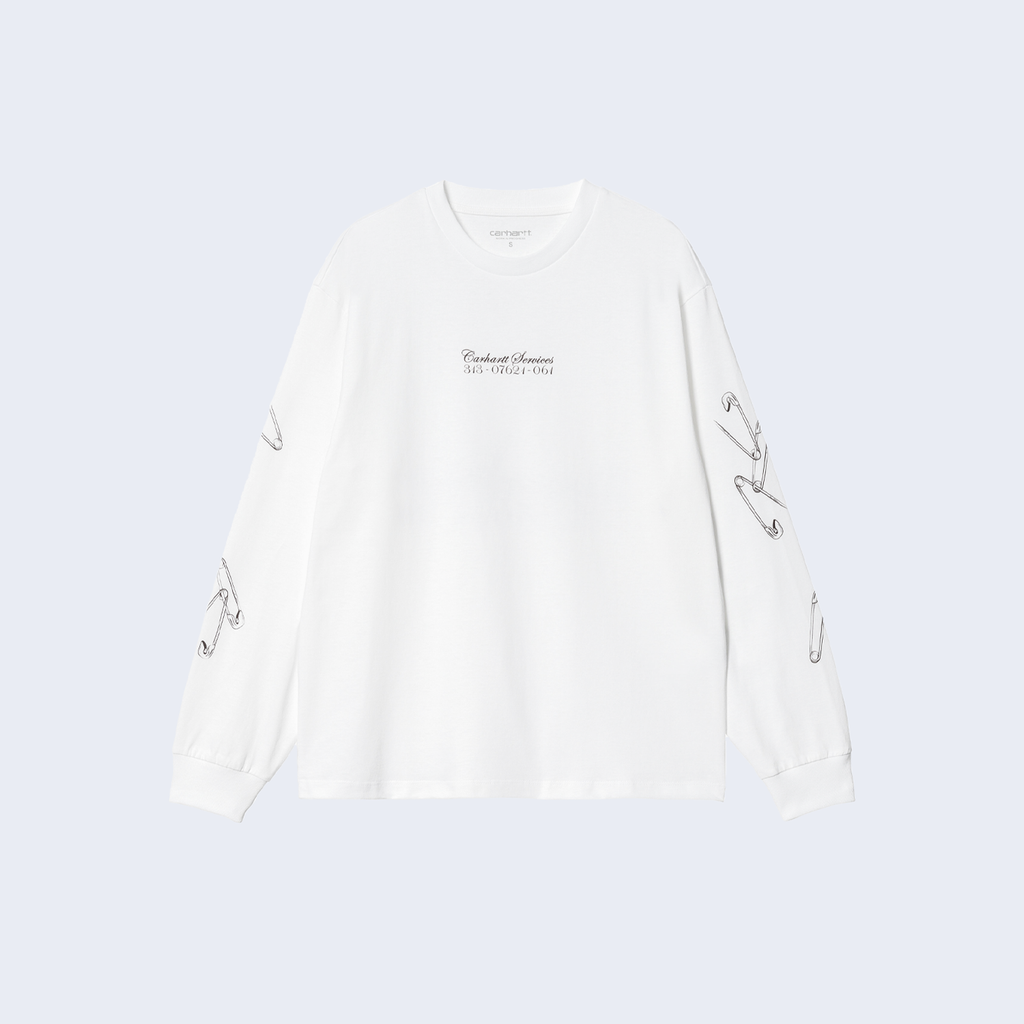 L/S Safety Pin T-Shirt White