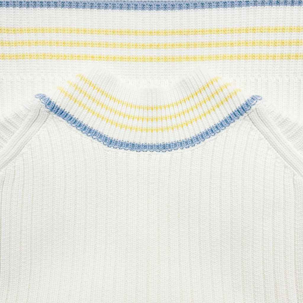 Sleeveless Ribbed Striped Sweater White / Light Blue / Yellow