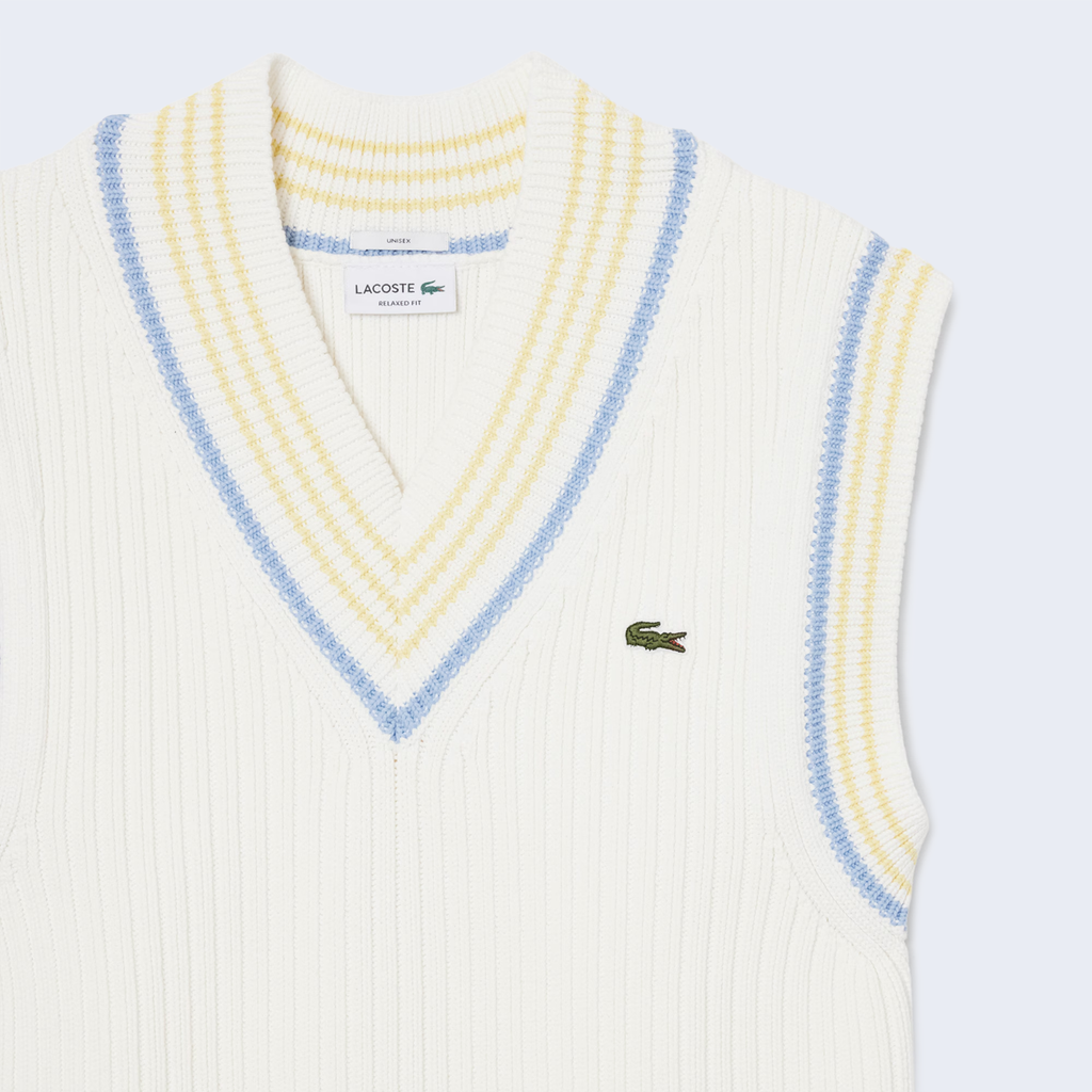 Sleeveless Ribbed Striped Sweater White / Light Blue / Yellow