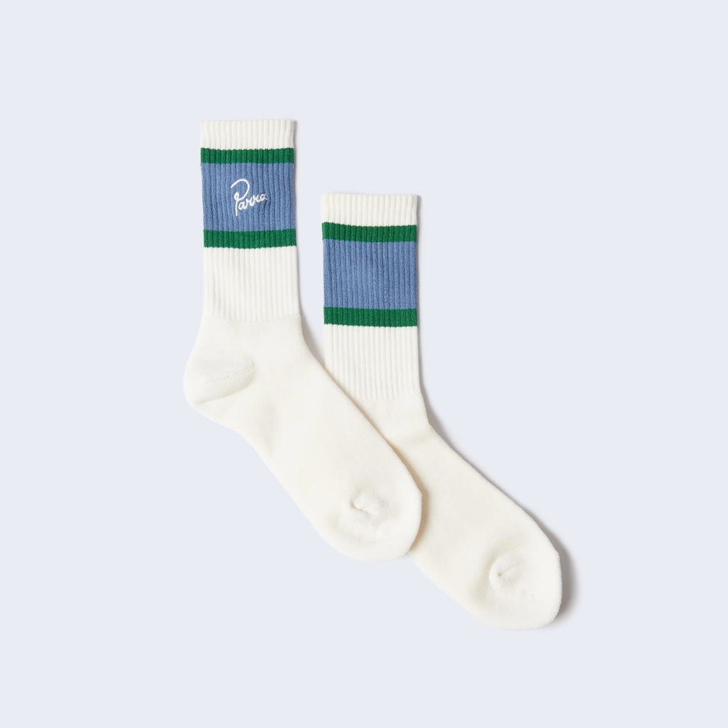 Signature Striped Crew Socks White