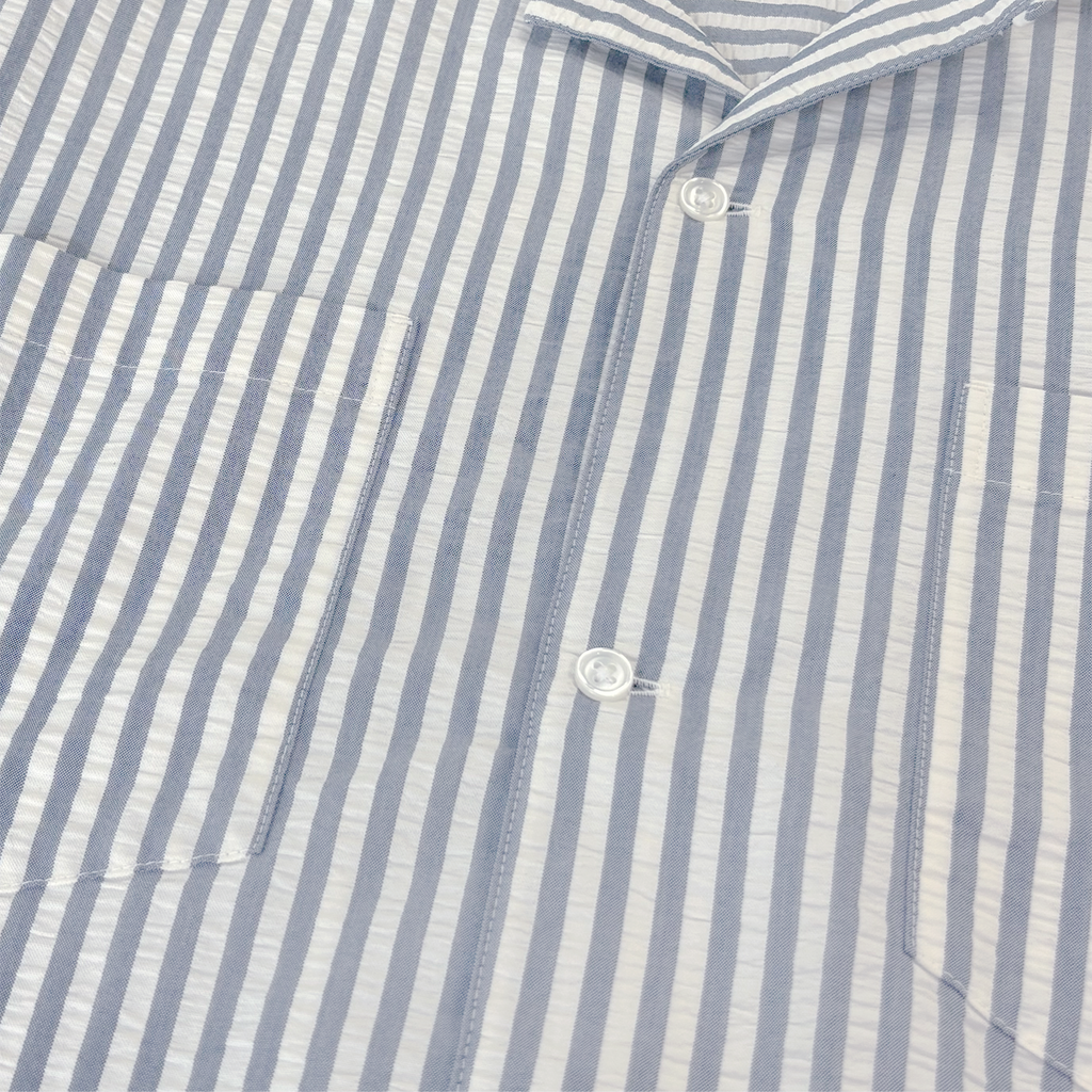 S/S Leavel Stripe Shirt Blue River / Wax