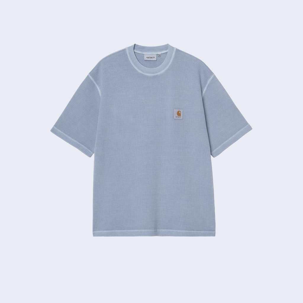 S/S Nelson Waffle T-Shirt Gentle Blue Garment Dyed