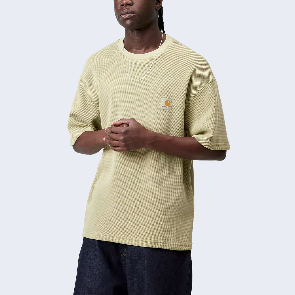 S/S Nelson Waffle T-Shirt Gentle Green Garment Dyed