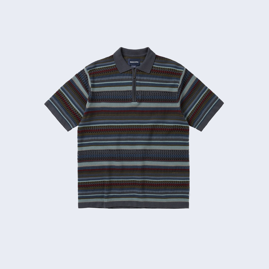 Striped S/S Knit Polo Dark Navy