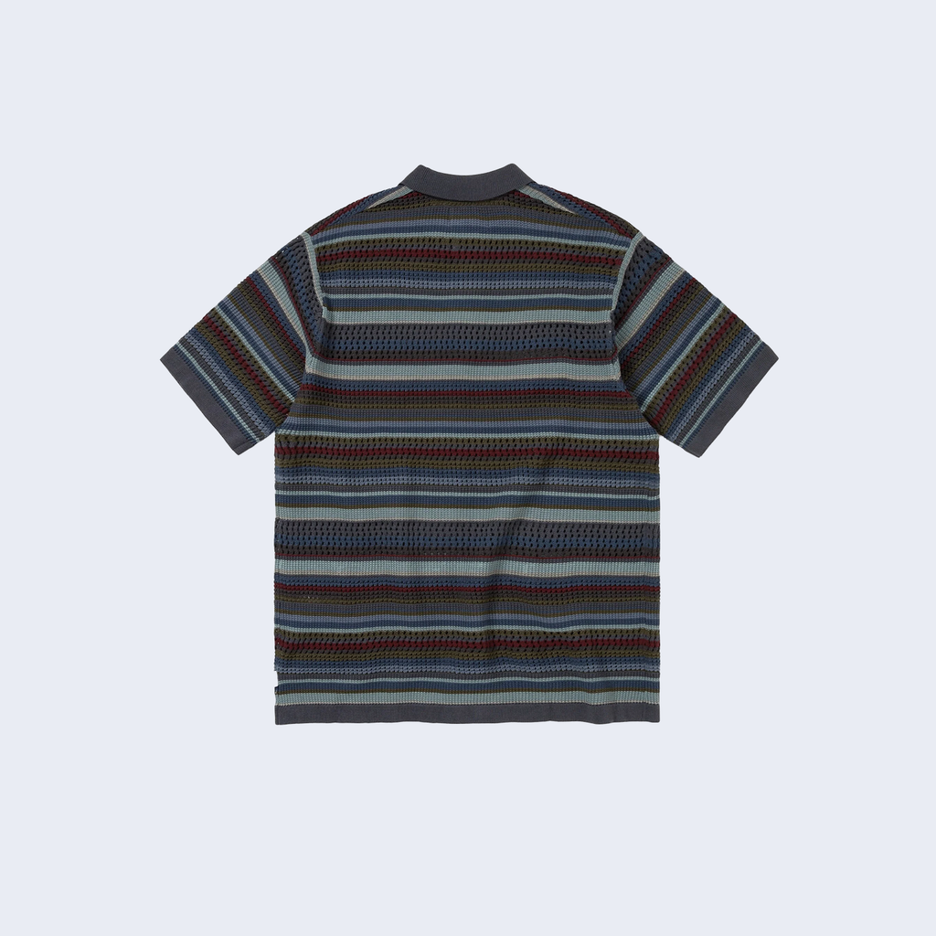 Striped S/S Knit Polo Dark Navy