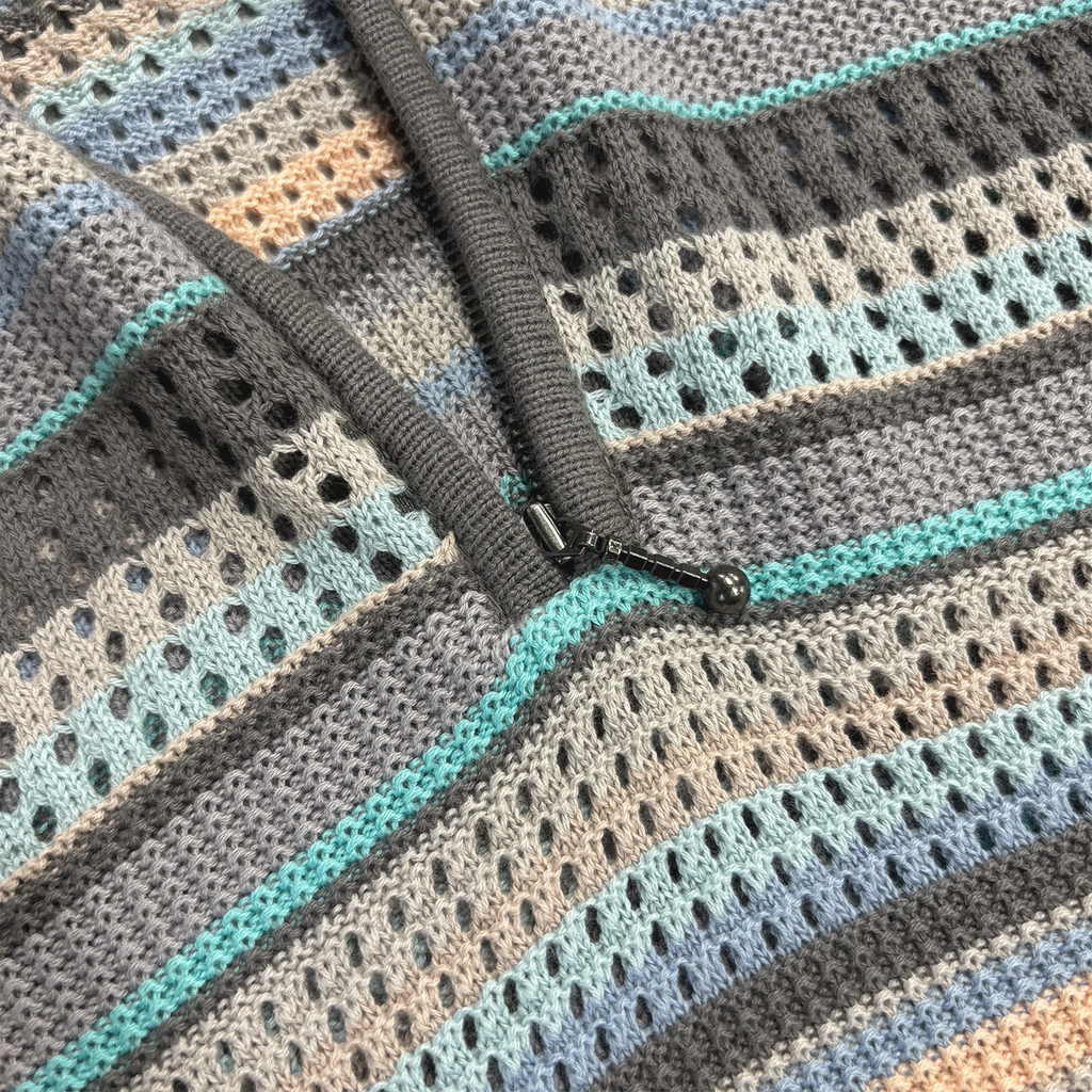 Striped S/S Knit Polo Pink Grey