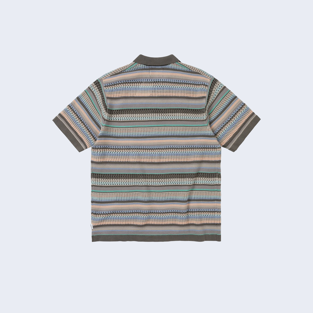 Striped S/S Knit Polo Pink Grey