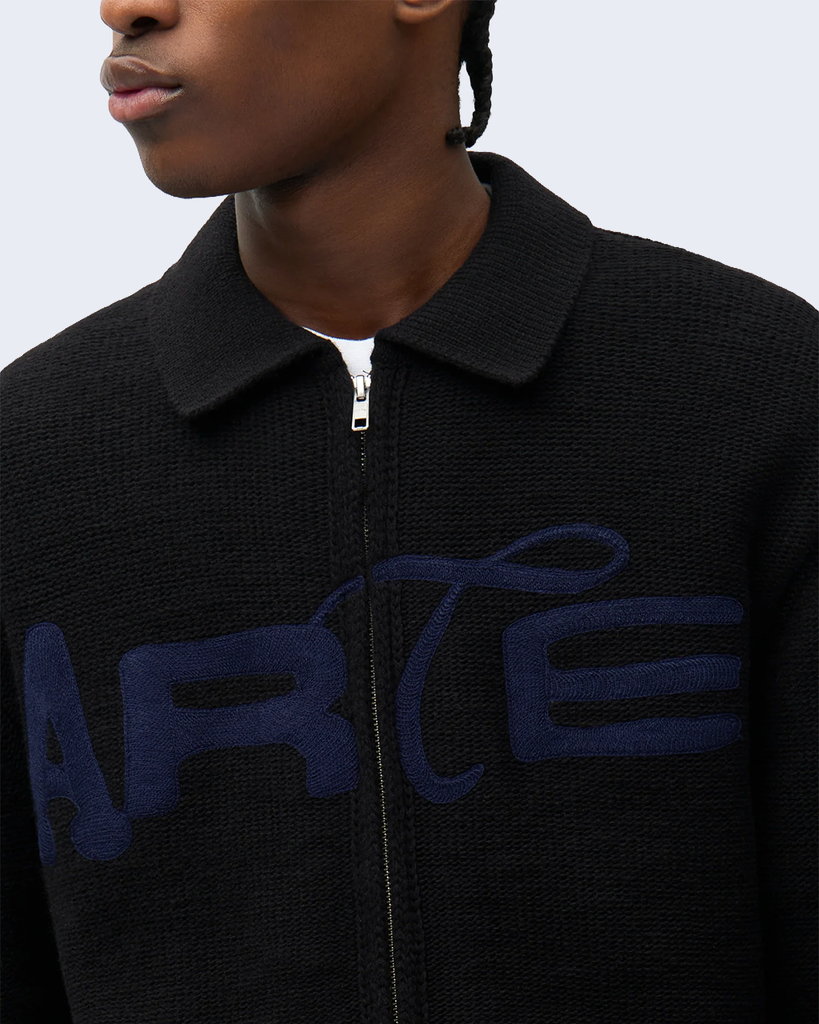 Stencil Zip Cardigan Black