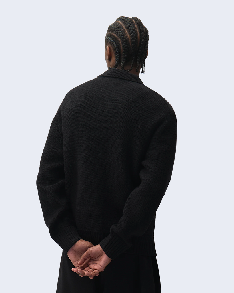 Stencil Zip Cardigan Black