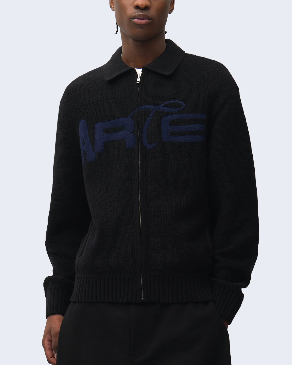 Stencil Zip Cardigan Black