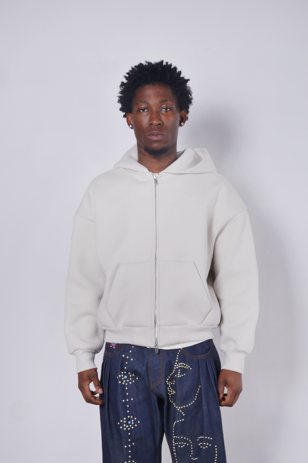V2 Zipped Hoodie Bone