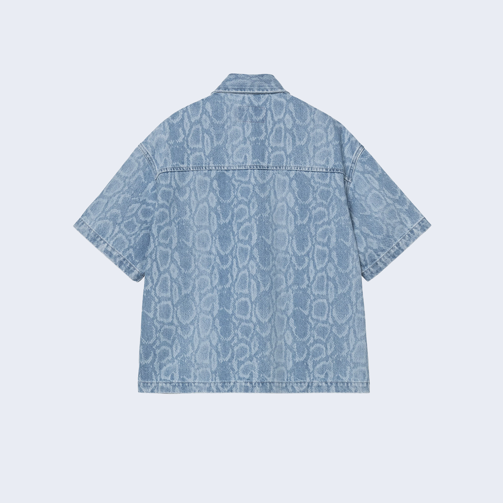 W'S/S Snake Lovilia Shirt Snake Camo Blue Bleached