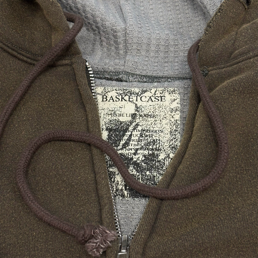 Hench Thermal Lined Zip-up Hoodie Washed Brown