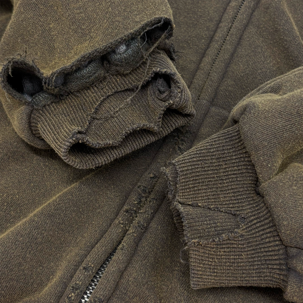 Hench Thermal Lined Zip-up Hoodie Washed Brown