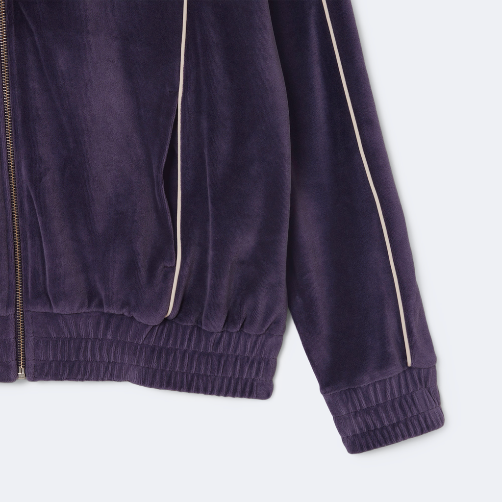 Oversized Velvet Zipped Sweatshirt Purple