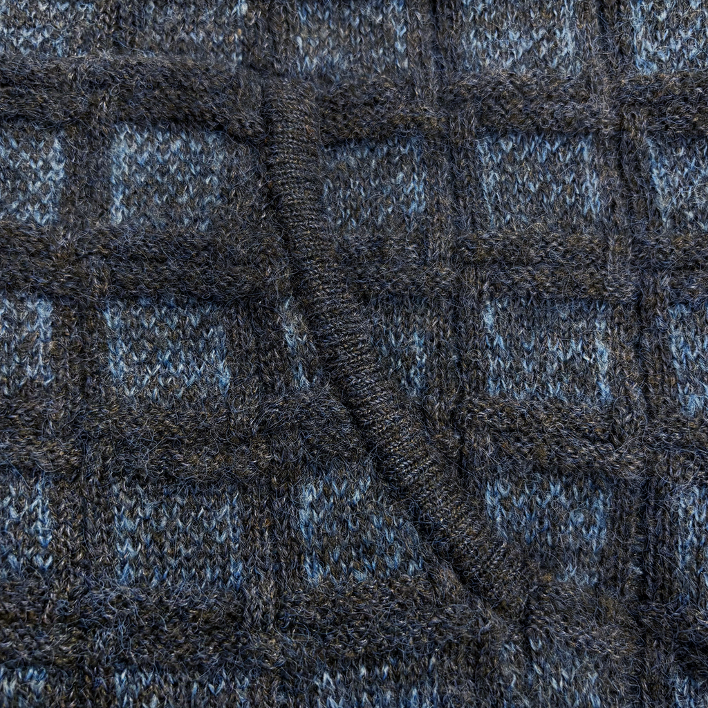 Textured Knit Zip Hoodie Navy