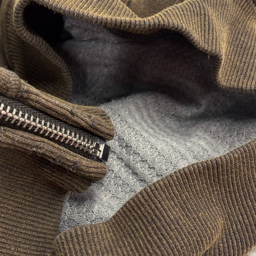 Hench Thermal Lined Zip-up Hoodie Washed Brown
