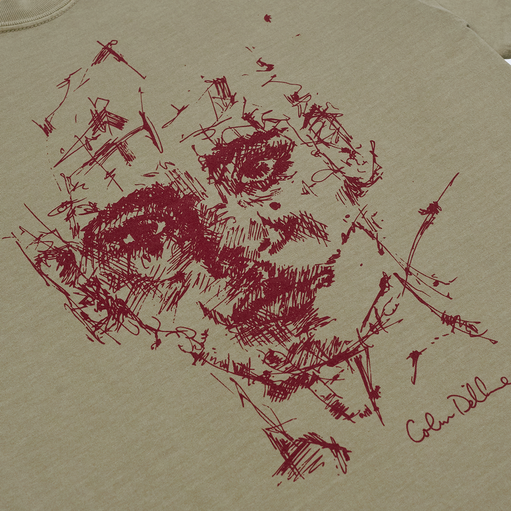 Scratched Face Tee Faded Tan
