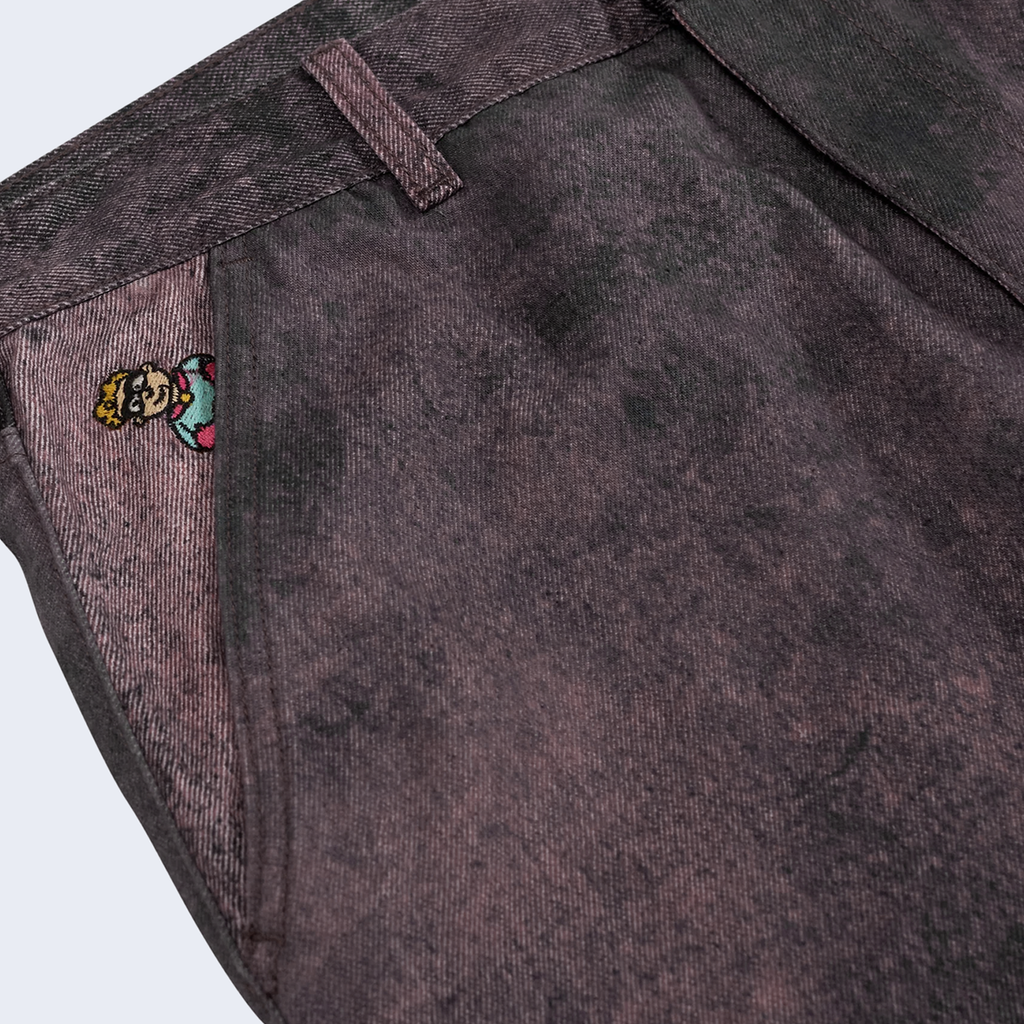 Printed Distressed Baggy Pant Burnt Red