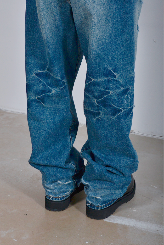 Lax Baggy Denim Sugarcane Washed Blue