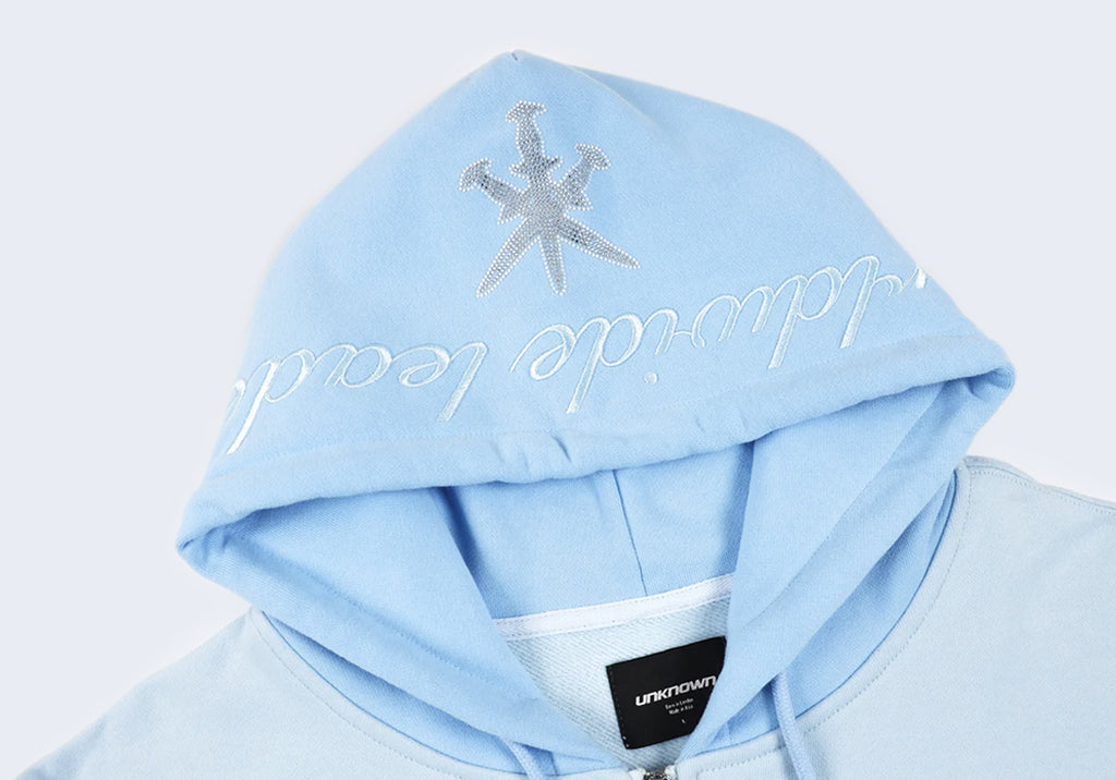 Unknown - Dagger Rhinestone Zip Hoodie Blue Mix – 5 PM